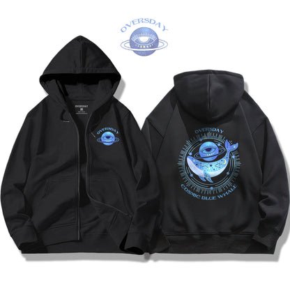 Cosmic Blue Whale / Zip Up Hoodie