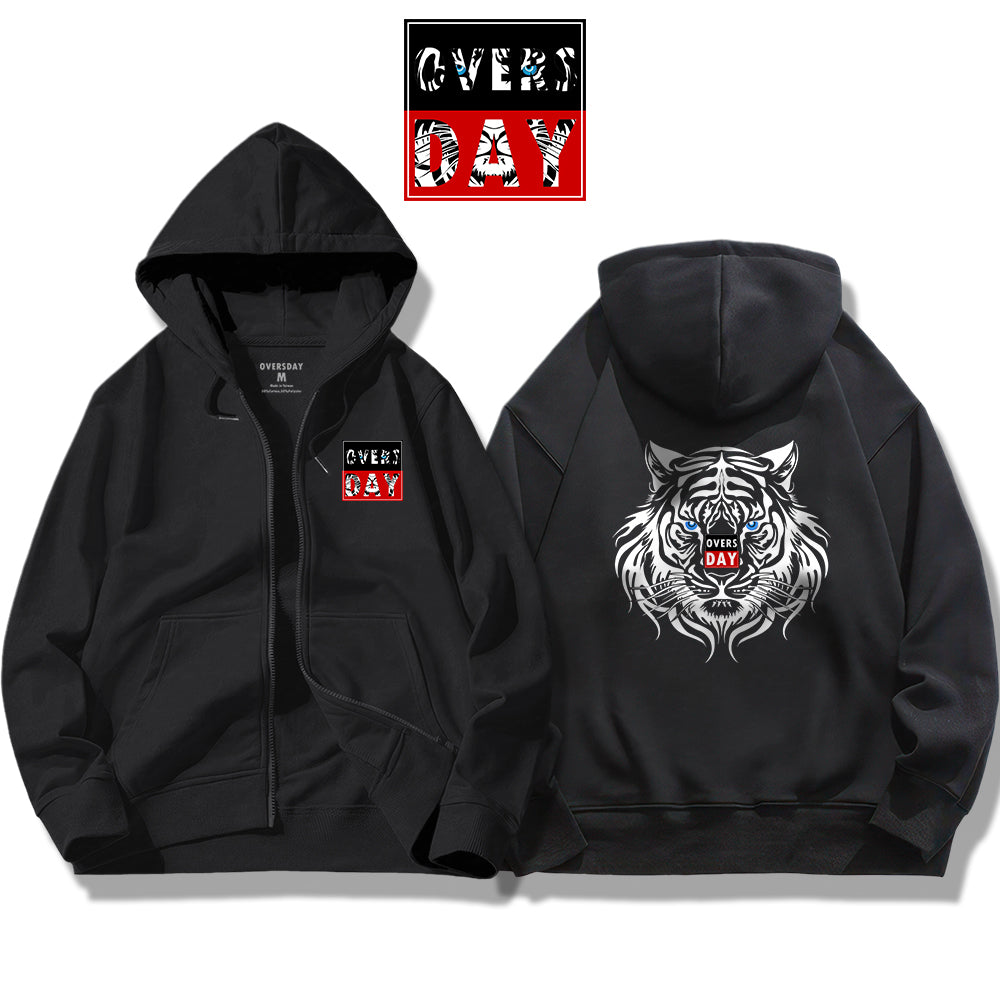 Mystical Blue Eyed White Tiger / Zip Up Hoodie