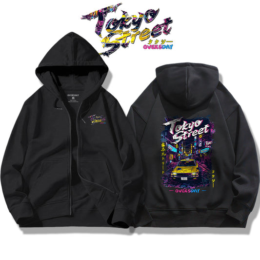 Tokyo Street Taxi / Zip Up Hoodie