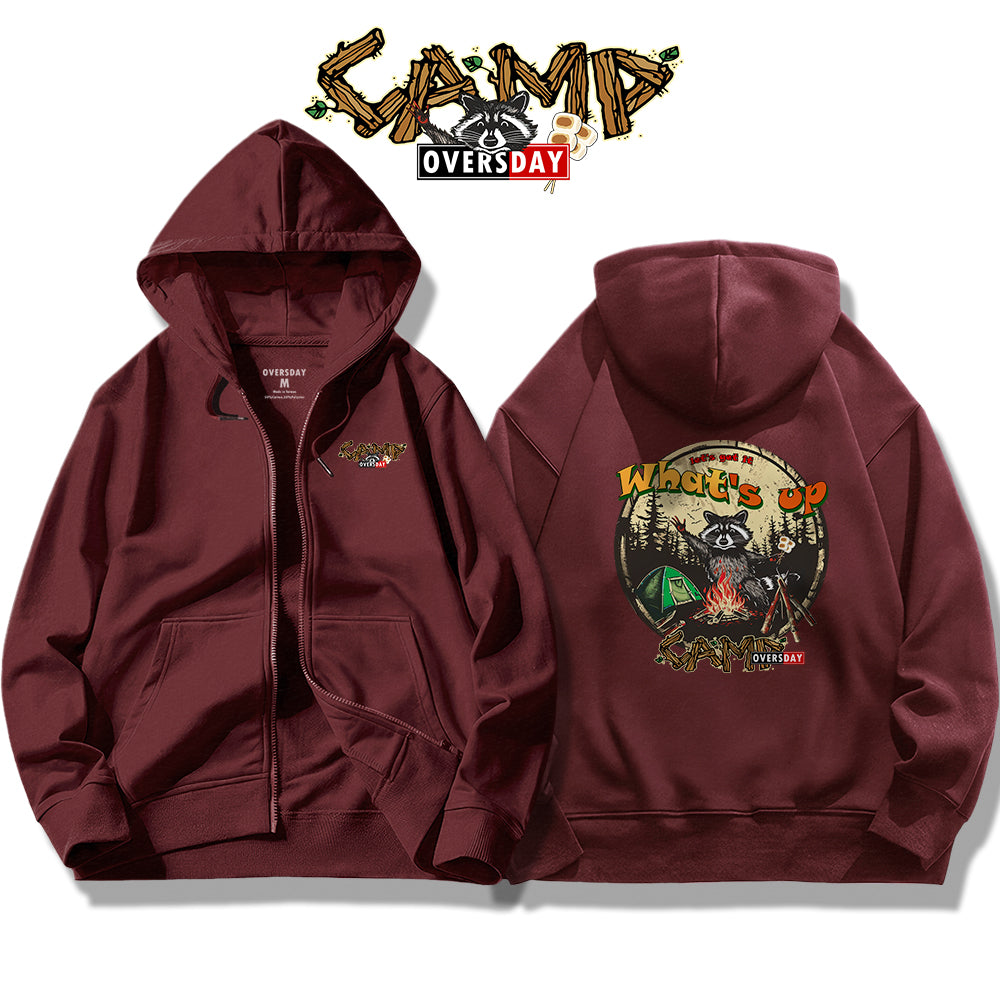 Forest Camping Raccoon / Zip Up Hoodie