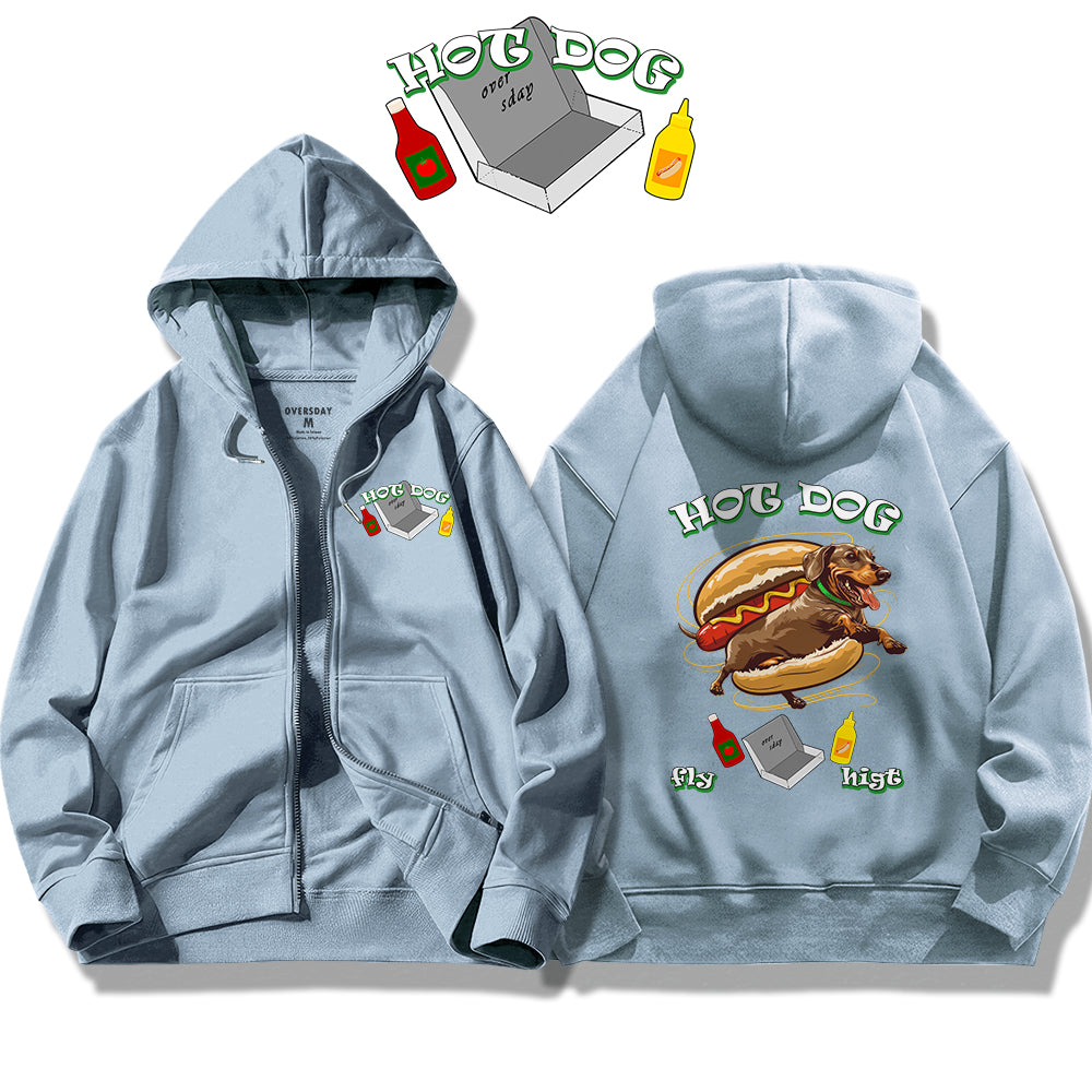 Flying Hot Dog / Zip Up Hoodie