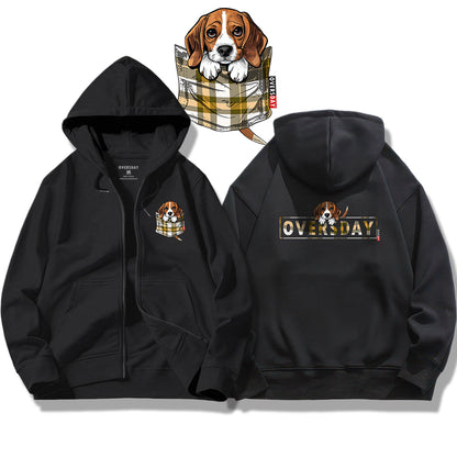 Tartan Pocket Beagle / Zip Up Hoodie