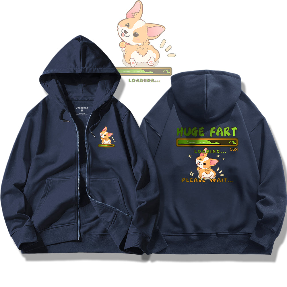 Huge Fart Loading / Zip Up Hoodie