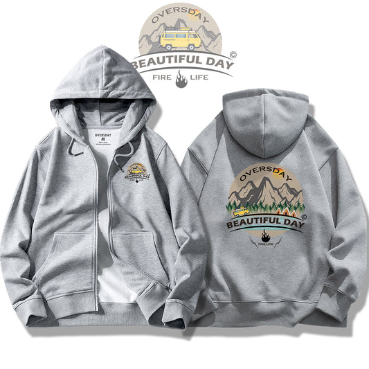 Happy Outdoors / Zip Up Hoodie