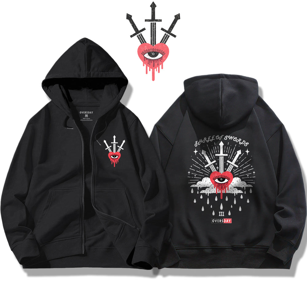 Three of Swords / Zip Up Hoodie