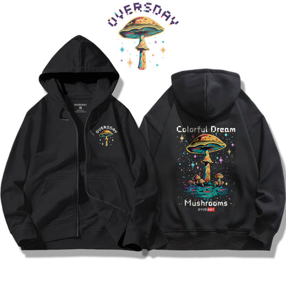 Colorful Dream Mushrooms / Zip Up Hoodie