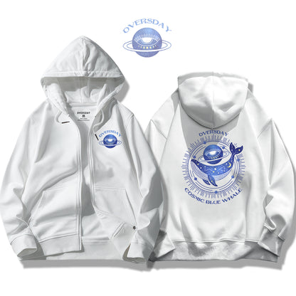 Cosmic Blue Whale / Zip Up Hoodie