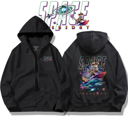 Mega Shark Surf Cat / Zip Up Hoodie