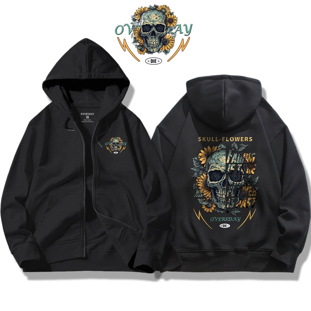 Skull Sunflower / Zip Up Hoodie