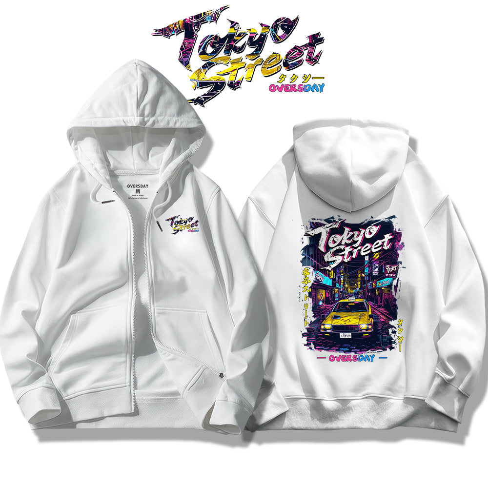 Tokyo Street Taxi / Zip Up Hoodie