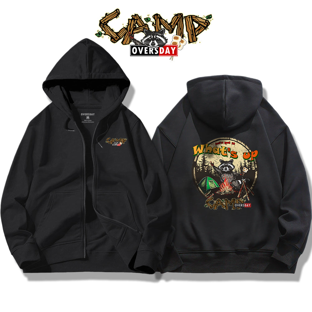 Forest Camping Raccoon / Zip Up Hoodie