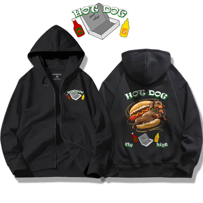 Flying Hot Dog / Zip Up Hoodie