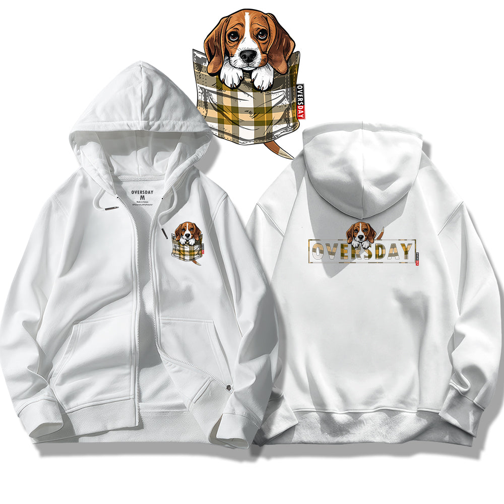 Tartan Pocket Beagle / Zip Up Hoodie