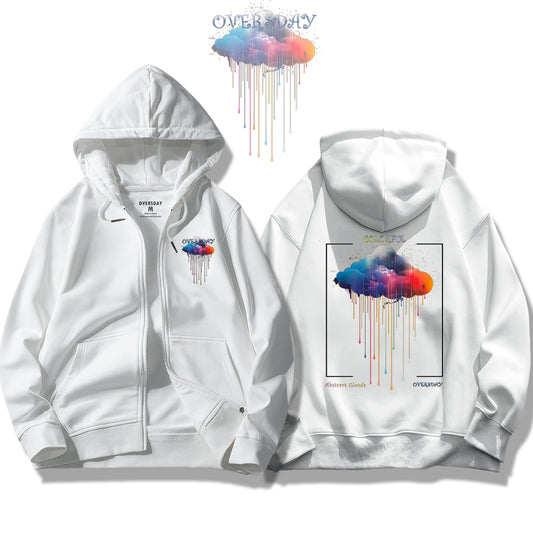 Colorful Abstract Clouds / Zip Up Hoodie