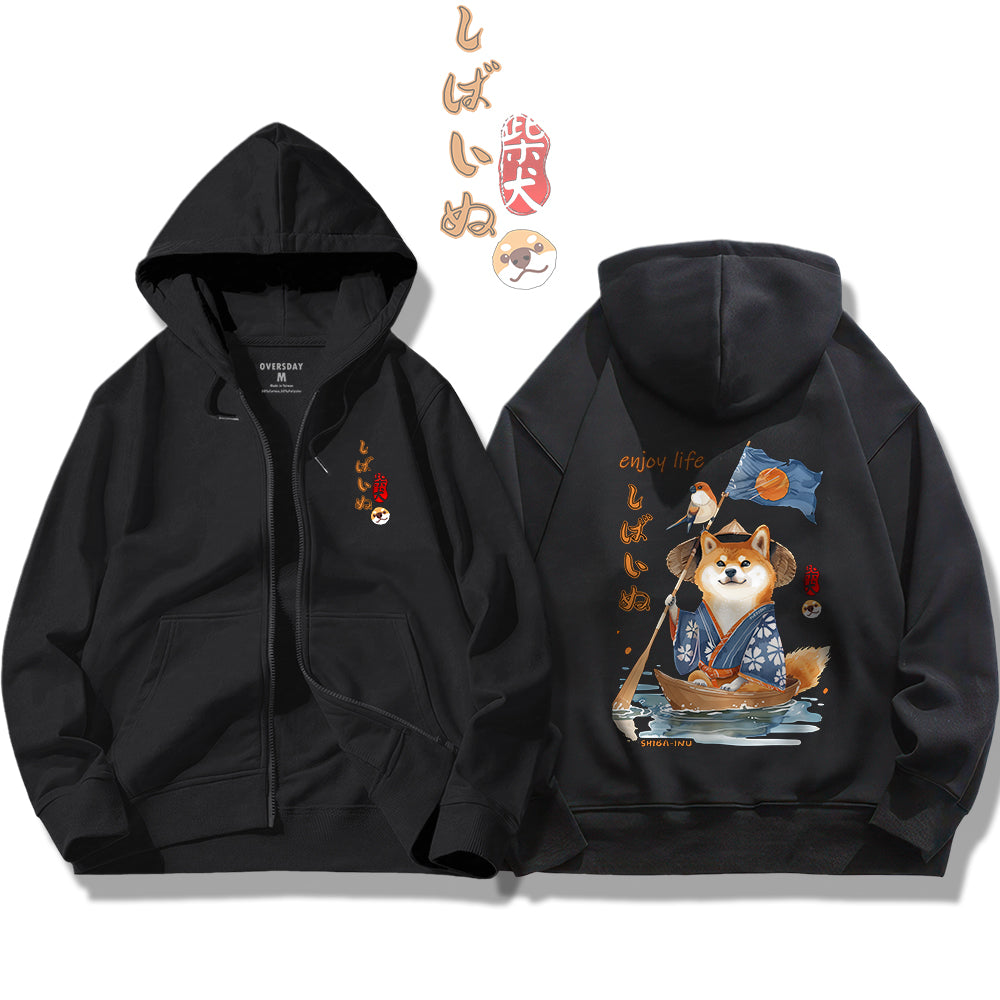 Relaxed Shiba / Zip Up Hoodie