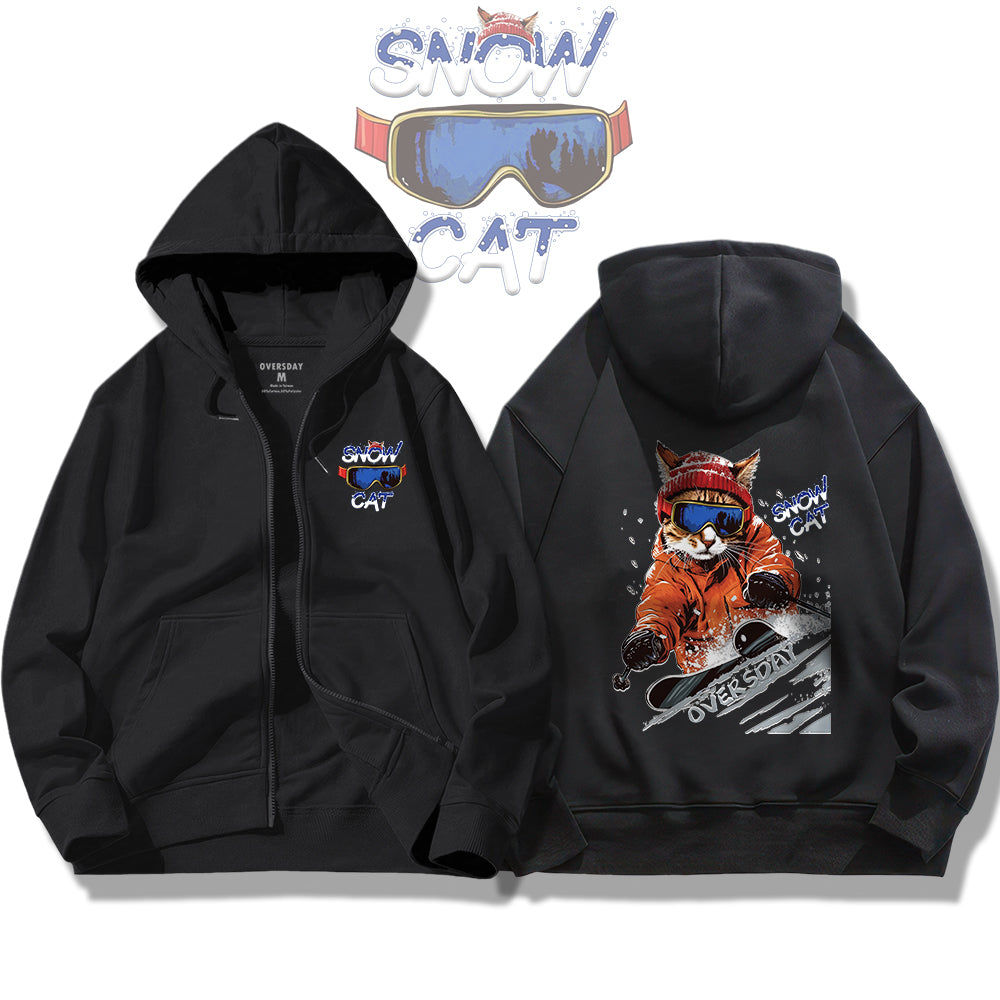 Pro Skier Cat / Zip Up Hoodie