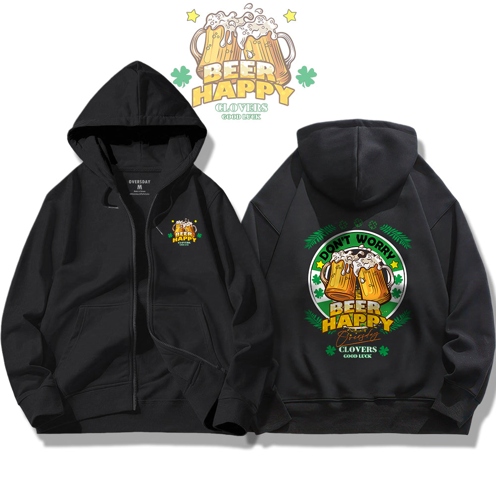 Lucky Beer Clover / Zip Up Hoodie