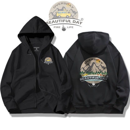 Happy Outdoors / Zip Up Hoodie