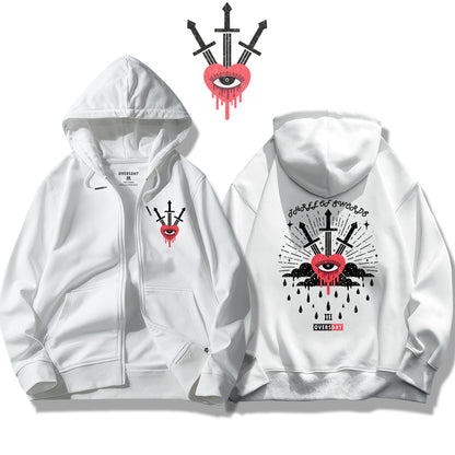 Three of Swords / Zip Up Hoodie