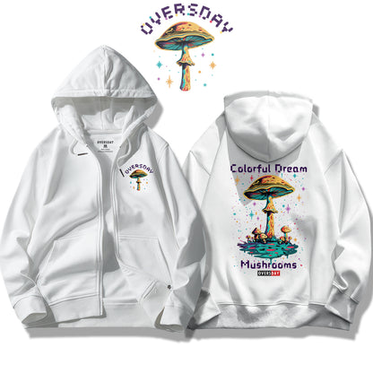 Colorful Dream Mushrooms / Zip Up Hoodie