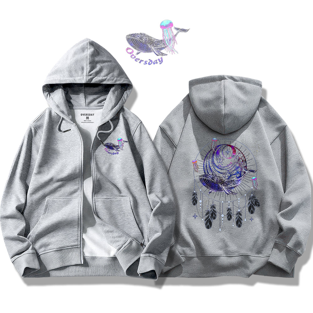 Dream Catcher of Blue Whale / Zip Up Hoodie