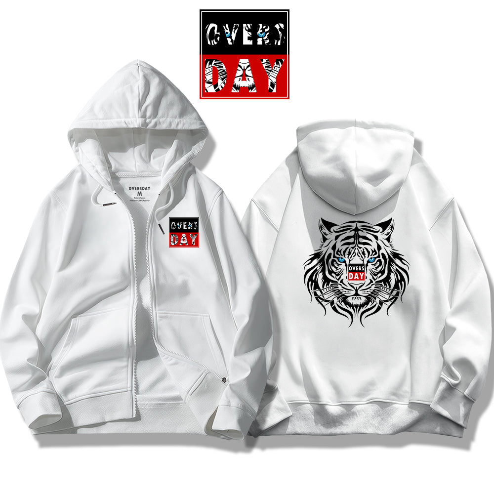 Mystical Blue Eyed White Tiger / Zip Up Hoodie