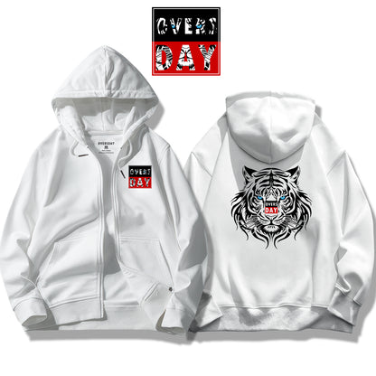 Mystical Blue Eyed White Tiger / Zip Up Hoodie