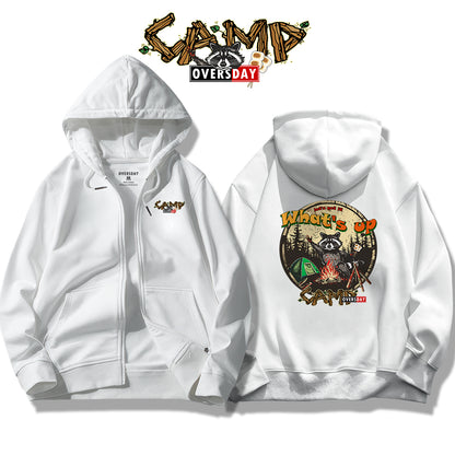 Forest Camping Raccoon / Zip Up Hoodie