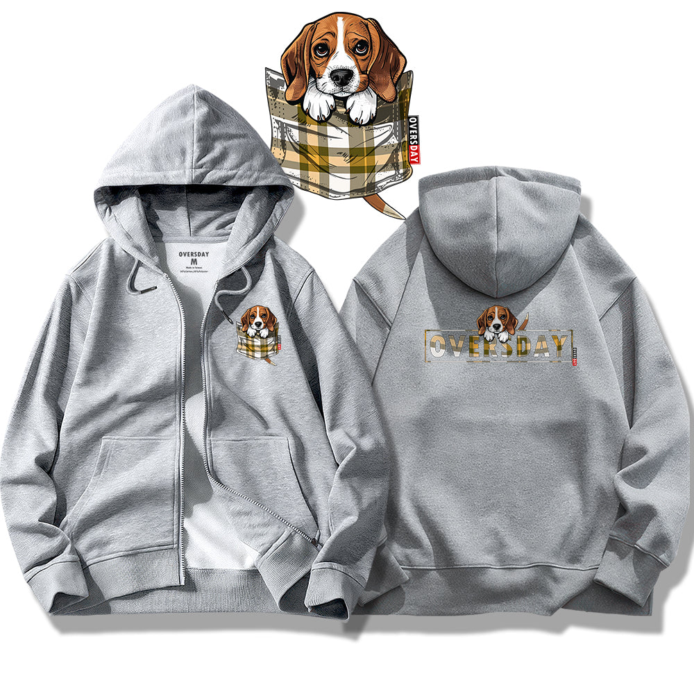 Tartan Pocket Beagle / Zip Up Hoodie