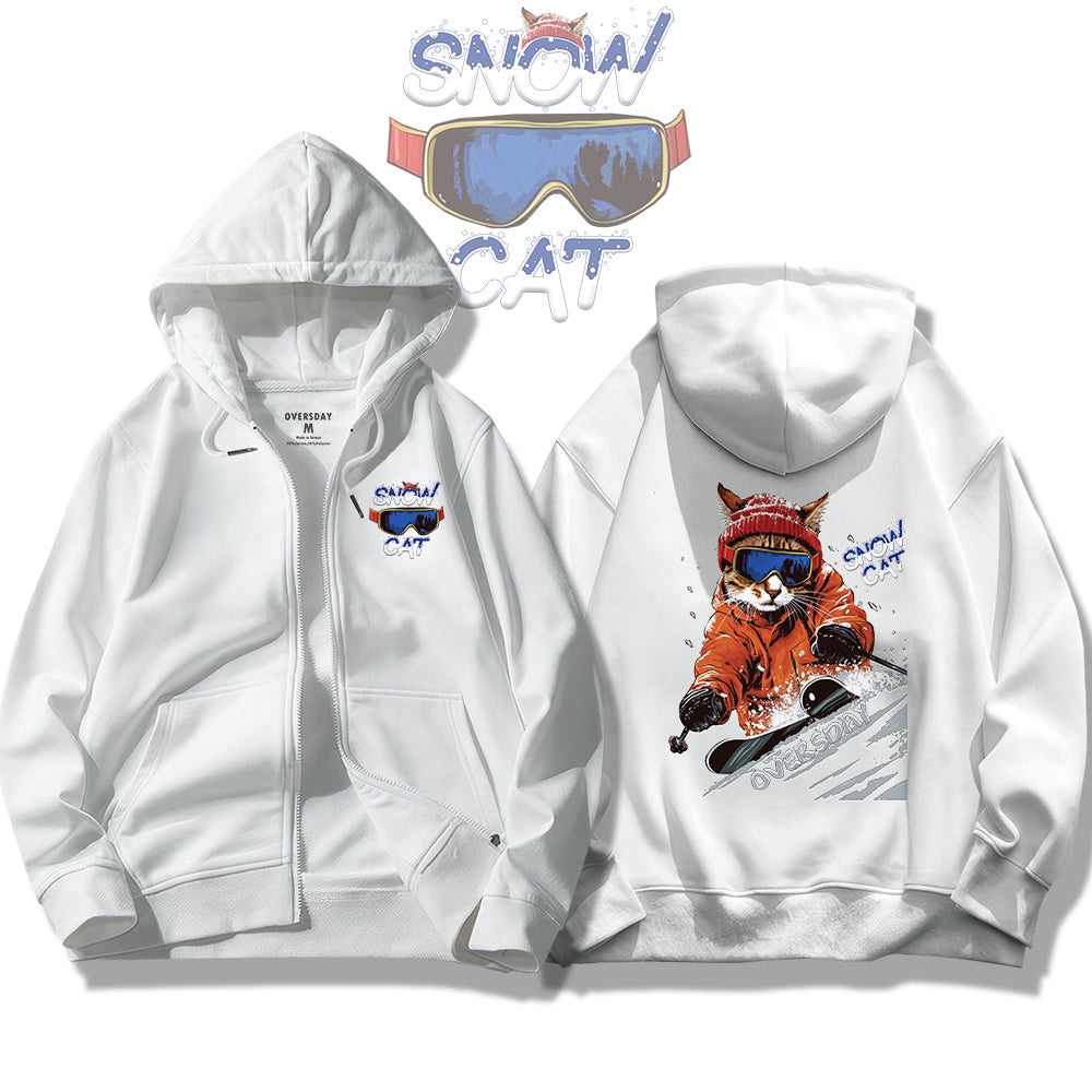 Pro Skier Cat / Zip Up Hoodie