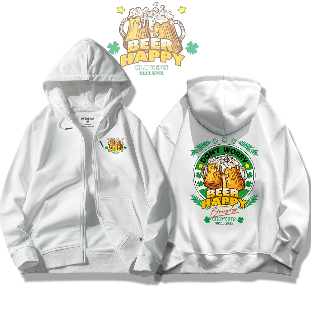 Lucky Beer Clover / Zip Up Hoodie