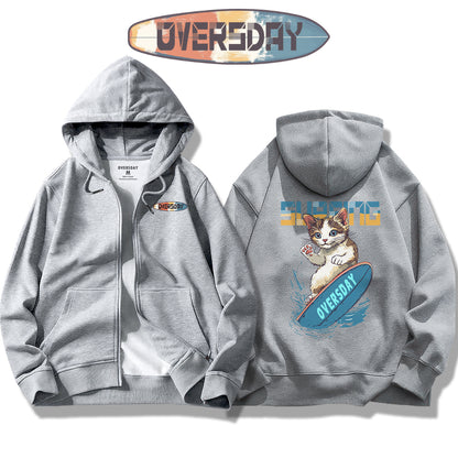 Surfing Cool Cat / Zip Up Hoodie