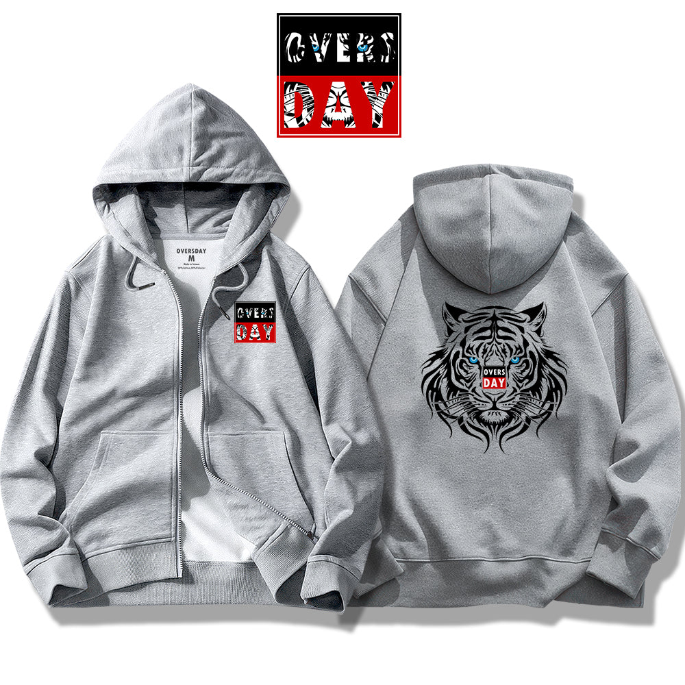 Mystical Blue Eyed White Tiger / Zip Up Hoodie