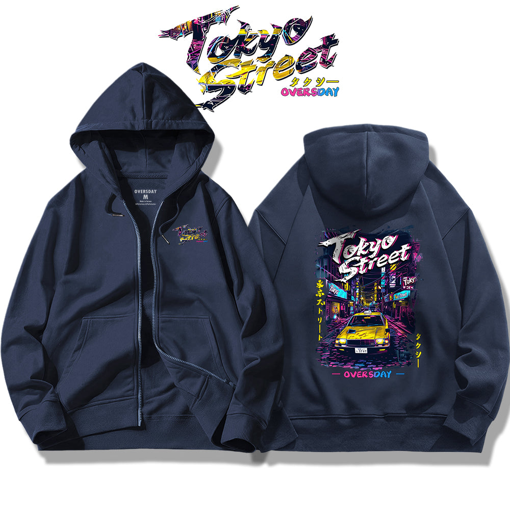 Tokyo Street Taxi / Zip Up Hoodie