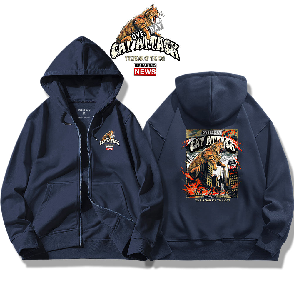 Cat Attack / Zip Up Hoodie