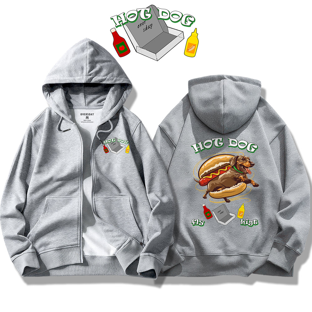 Flying Hot Dog / Zip Up Hoodie