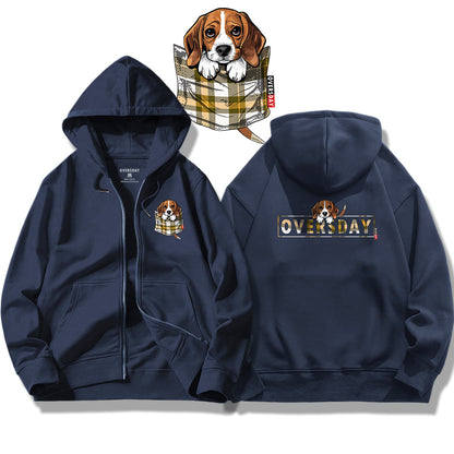 Tartan Pocket Beagle / Zip Up Hoodie