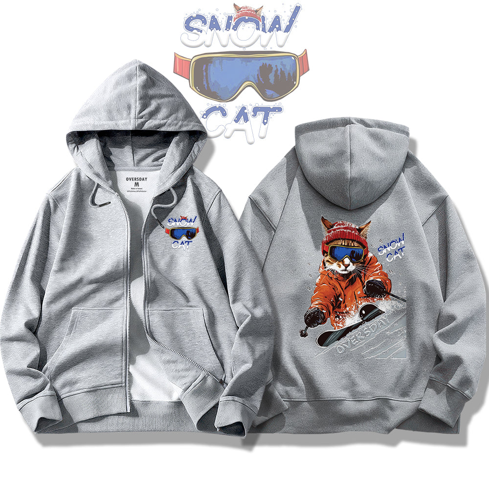 Pro Skier Cat / Zip Up Hoodie