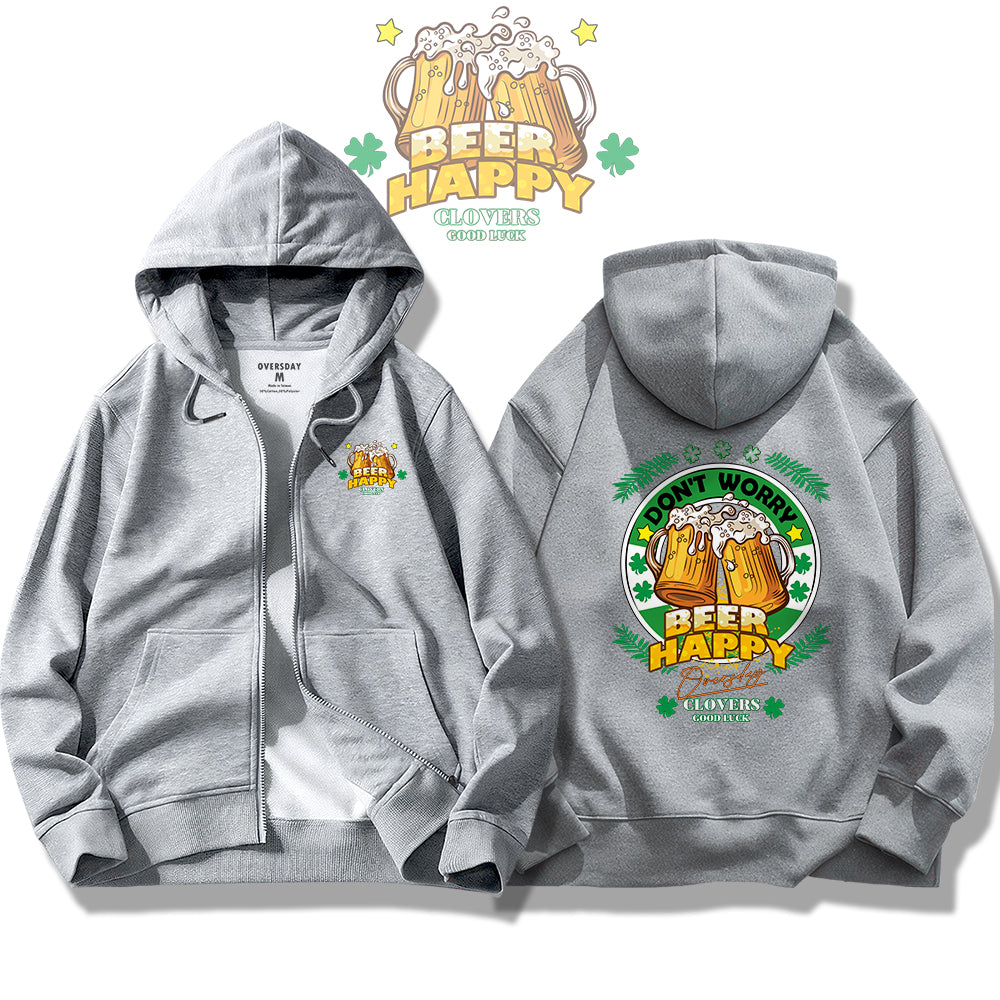 Lucky Beer Clover / Zip Up Hoodie