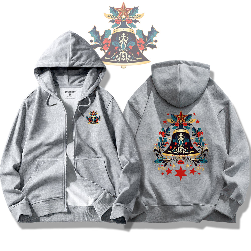 Snowy Bell Night Zip Up Hoodie Oversday Life Wear Shop