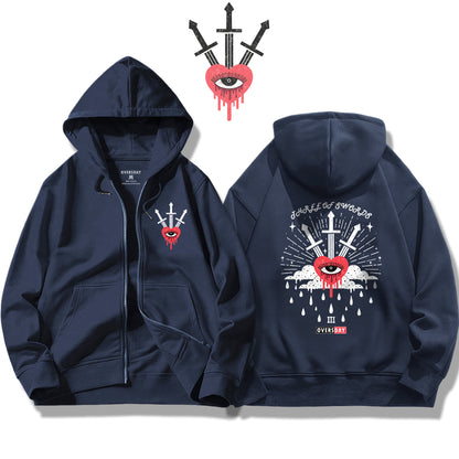 Three of Swords / Zip Up Hoodie