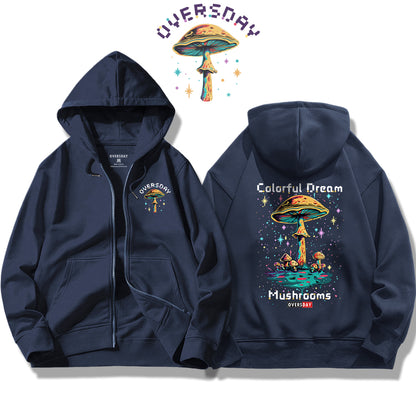 Colorful Dream Mushrooms / Zip Up Hoodie