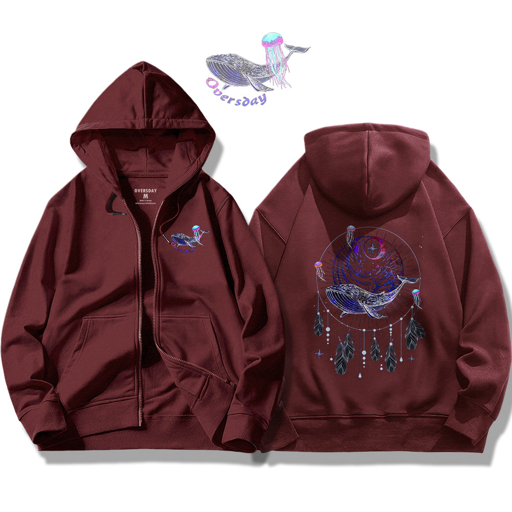 Dream Catcher of Blue Whale / Zip Up Hoodie