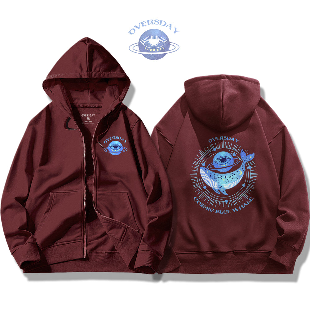 Cosmic Blue Whale / Zip Up Hoodie