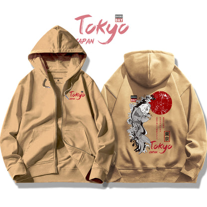 Japanese Koi Fish / Zip Up Hoodie