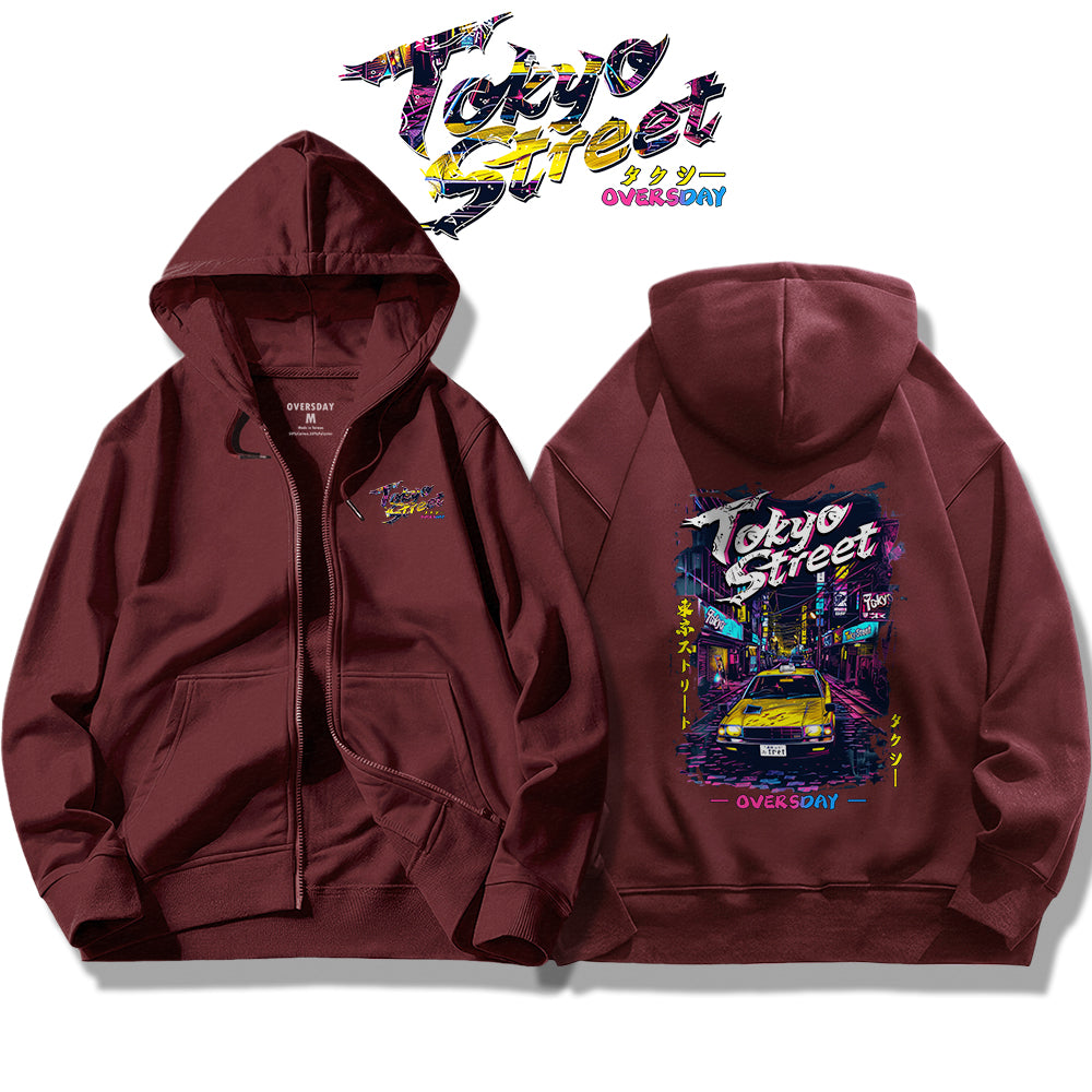 Tokyo Street Taxi / Zip Up Hoodie