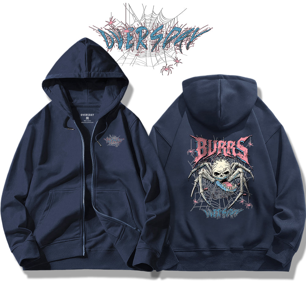 Undead Spider Skull / Zip Up Hoodie