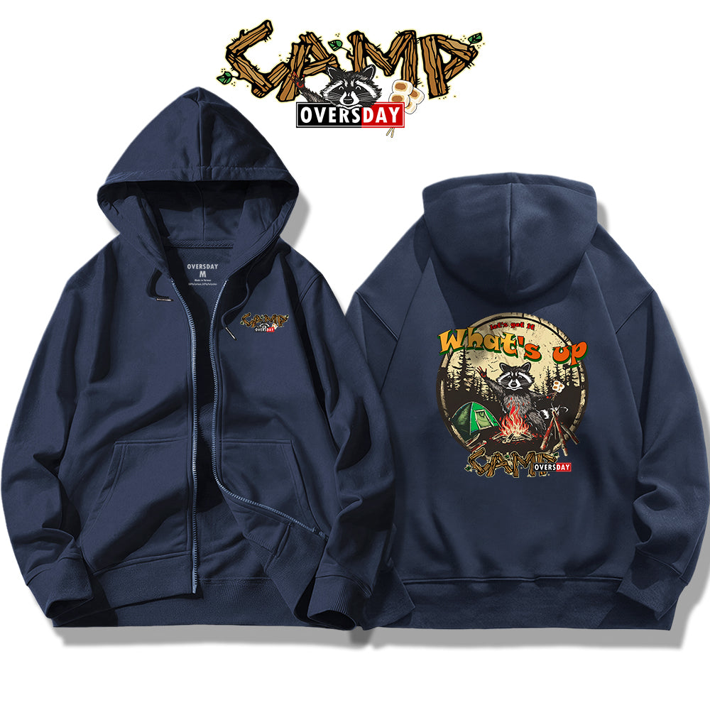 Forest Camping Raccoon / Zip Up Hoodie