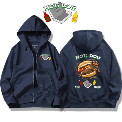 Flying Hot Dog / Zip Up Hoodie