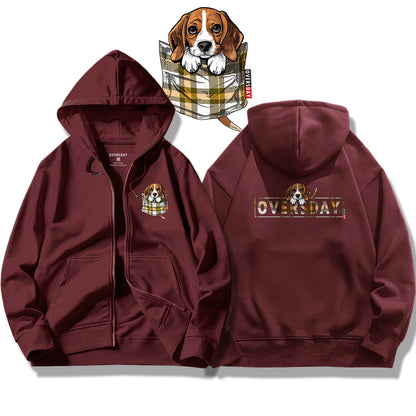 Tartan Pocket Beagle / Zip Up Hoodie